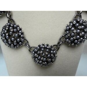 Talbots 2000s Gunmetal Beaded Statement Necklace